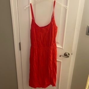 Old Navy Womens Midi Dress Medium M Pre Owned Solid Slip Orange Snap